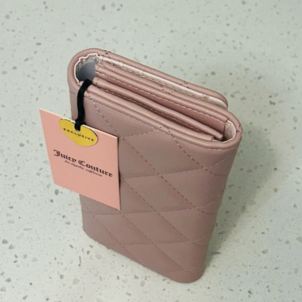 🆕💋 Juicy Couture Girls Only Quilted Flap Clutch Wallet Blush NWT